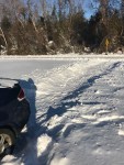 One of my workouts was clearing a path for the car. The winds quickly undid my work after the car left.