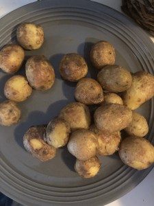 Potatoes on a plate.